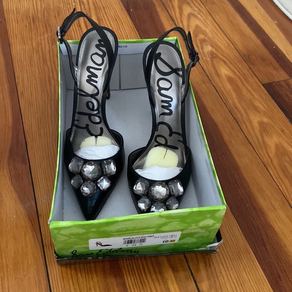 NIB Sam Edelman Black Mark Slingback Heels - Picture 2 of 5